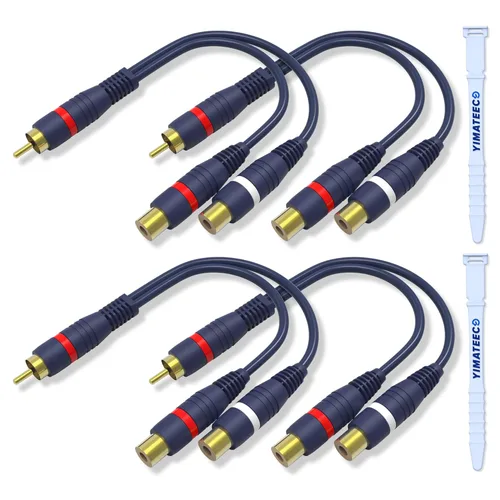 Vista 14 de Cable divisor RCA Y macho a hembra, cable de extensión de audio AV Jack de 0.138 in, conector de cincha chapado en oro de 24 quilates