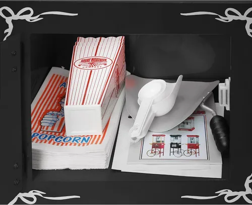 Vista 9 de Great Northern Popcorn - Máquina de palomitas de maíz con carrito de 8 onzas con hervidor de acero inoxidable, luz de calentamiento y accesorios