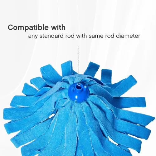 Vista 3 de Tanlade 6 piezas de repuesto de cabezal de fregona para mango de trapeador de 0.8 pulgadas de diámetro, repuesto de paño de microfibra azul