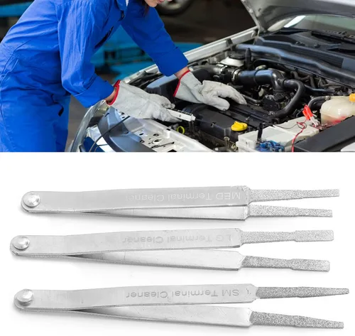 Vista 4 de Herramienta de limpieza de terminales, juego de limpiador de terminales de 3 piezas, limpiador de contacto eléctrico, herramienta de hardware