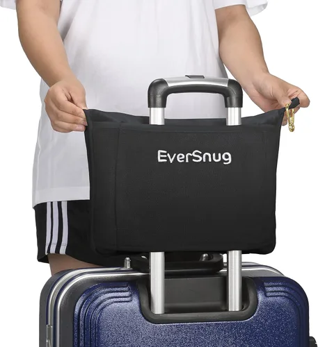 Vista 5 de EverSnug Manta y almohada de viaje, ultrasuave, compacta y ligera, de 65 x 40 pulgadas, con funda de transporte, funda de equipaje y clip para Negro
