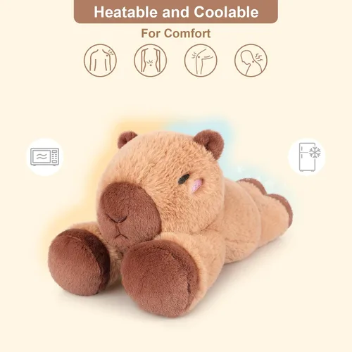 Vista 3 de SuzziPals Capibara de Peluche Calentable y Enfriable, Peluches de Almohadilla de Calentamiento para Microondas para Relajación y Alivio, Juguetes