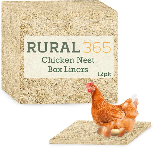 Rural365 Paquete de 12 forros para caja nido de pollo, ropa de cama de gallinero, suministros para aves de corral, ropa de cama de pollo, forro de