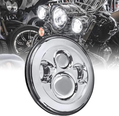 Vista 12 de TRUE MODS - Faro delantero LED de 7 pulgadas para Harley Davidson [acabado negro] convertidores H4 Plug and Play para Road King Electra Glide Ultra
