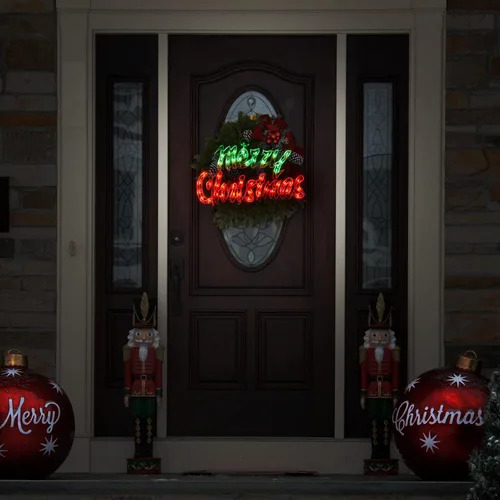 Vista 5 de Luces de Decoración de Feliz Navidad de 16 Pulgadas, Luces de Silueta para Ventana de Navidad, Lámpara de Letrero de Doble Cara para Decoraciones