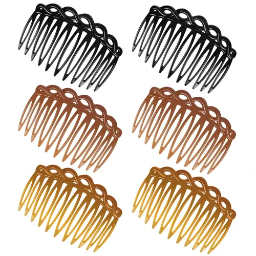 Vista 11 de COMNICO Juego de 6 peines laterales franceses para mujer, juego de accesorios de peine de pelo de plástico, pinzas decorativas para el cabello