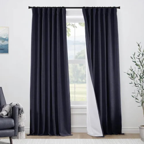 Vista 26 de Cortinas Cortas Marrón Oscuro de 45 Pulgadas de Largo, Cortinas Opacas de Lino con Trabilla Trasera Plisadas Tipo Café para Cocina Dormitorio Baño