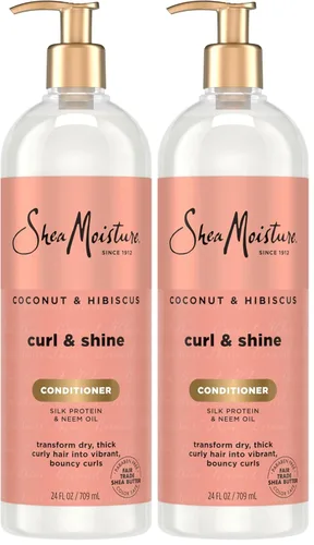 Vista 11 de SheaMoisture Curl & Shine Acondicionador de coco e hibisco, para cabello grueso y rizado para hidratar y suavizar, 13 onzas