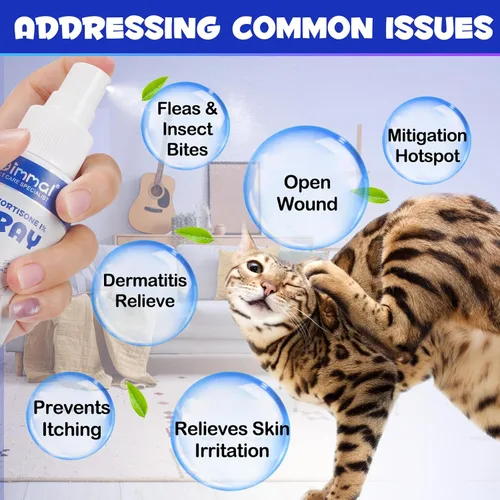 Vista 5 de Spray de hidrocortisona específicamente formulado para perros, gatos, 4.1 fl oz, espray para aliviar la picazón, tratamiento de puntos calientes