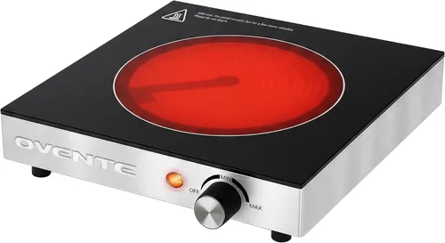 OVENTE Solo quemador de cerámica infrarrojo, placa caliente 1200W, negro BGI301GB - Negro