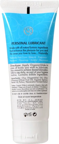 Vista 5 de Lubricante natural probiótico 100 % comestible para uso personal de Organic Glide. Tubo de 2.5 onzas
