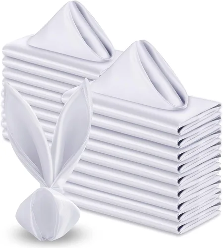 Vista 19 de VACVELT Paquete de 50 servilletas de satén negro de 17 x 17 pulgadas, servilletas de boda a granel, elegantes servilletas decorativas de mesa