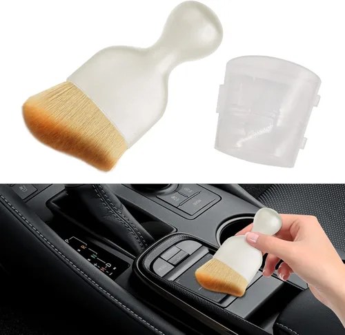 Vista 9 de HAOBO 2 cepillos para detalles del interior del automóvil, cepillos de limpieza suave para el cabello, colectores de polvo de suciedad curvos
