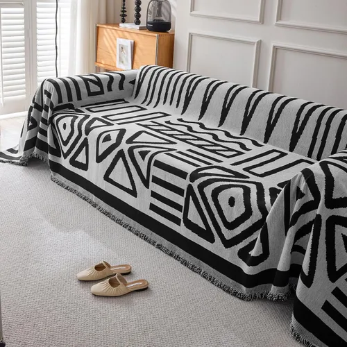 Vista 14 de VClife - Funda para sofá de 2 o 3 plazas o modular, de felpilla, antideslizante, bohemia, lavable, apta para perros, con borlas, caramelo, 71 x 134