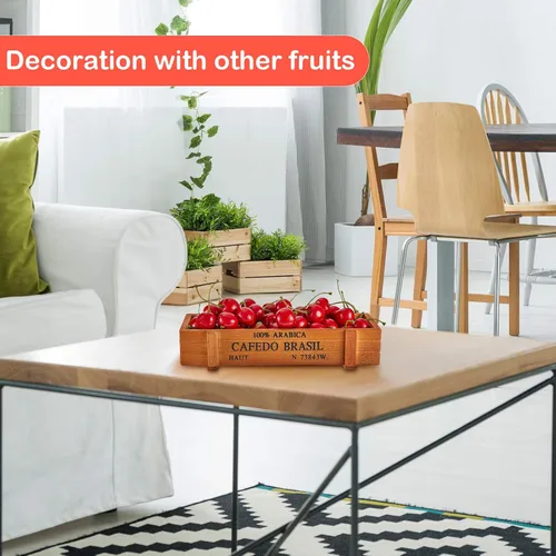Vista 5 de Skylety 30 piezas de cerezas falsas decoraciones de frutas artificiales, modelo de fruta falsa de cereza de imitación roja para decoración