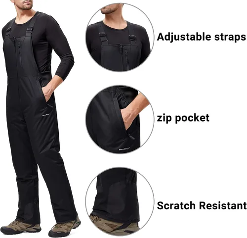 Vista 4 de BenBoy Pantalones de esquí para hombre, impermeables, aislados, antidesgarros, para snowboard, invierno
