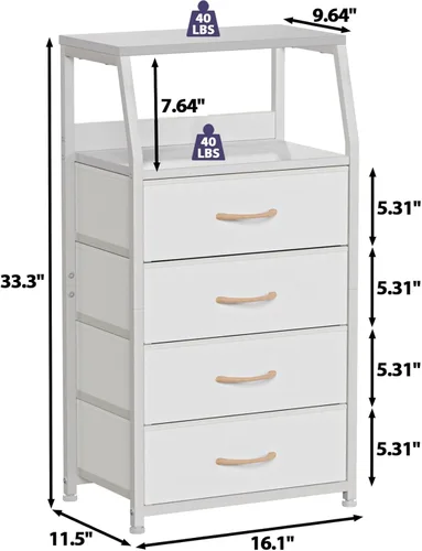 Vista 27 de Furnulem Cómoda negra con 5 cajones, cómoda de tela de torre de almacenamiento vertical para dormitorio, pasillo, entrada, guardería, organizador