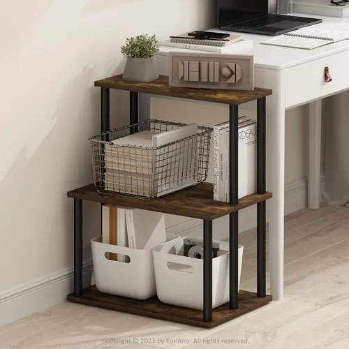 Furinno Turn-N-Tube - Estante de almacenamiento multiusos de 3 niveles sin herramientas
