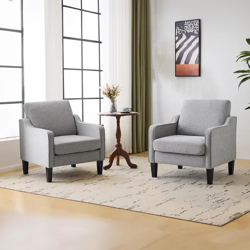 Vista 14 de VINGLI Silla decorativa moderna de mediados de siglo, sillas decorativas de tela beige para sala de estar, sillón tapizado, sofá con brazos