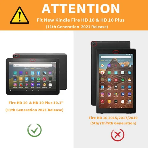 Vista 2 de Funda para tablet Kinlde Fire HD 10 (11ª generación 2021) Fire HD 10 Plus 2021, delgada, de piel sintética, con función atril, función atril
