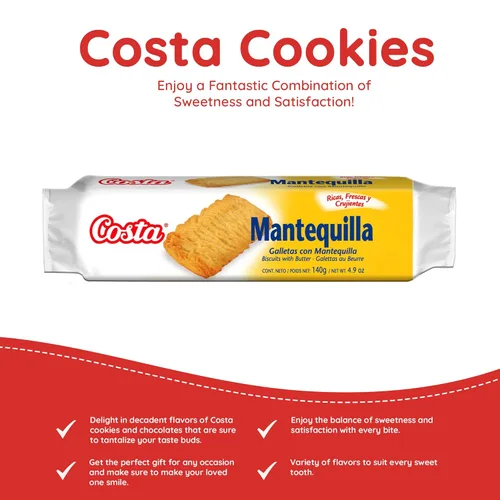 Vista 3 de Costa Galletas de mantequilla – Galletas de galletas con rico sabor a mantequilla – 24 paquetes de aperitivos (4.9 onzas cada uno) – Golosinas