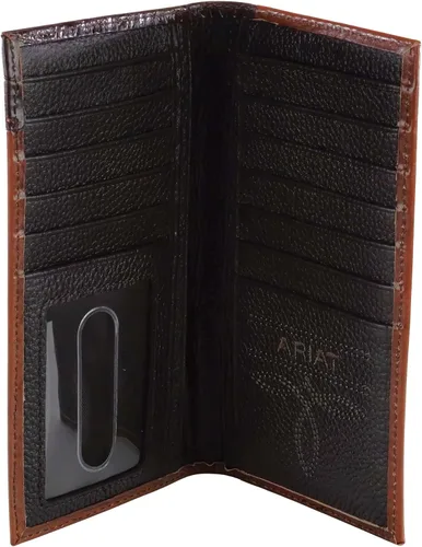 Vista 3 de Ariat Billetera Rodeo en relieve de roble para hombre, Beige Bronceado