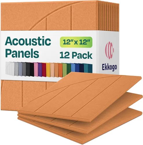 Vista 69 de Paquete de 12 paneles acústicos con aislamiento de sonido para paredes 12 x 12 x 0.4 pulgadas Paneles decorativos para amortiguación de sonido