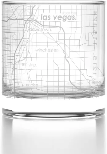 Vista 139 de Well Told Vaso de rocas grabado con mapa de Akron, Ohio, cristalería estilo antiguo (325ml, transparente) Vaso de bourbon grabado, regalos