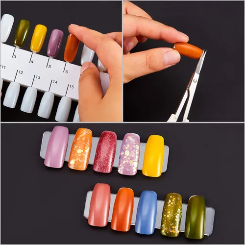 Vista 5 de Maitys 6 juegos de 216 puntas de doble capa de color de uñas tarjeta de visualización de esmalte de uñas de plástico exhibición de muestra