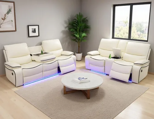 Vista 13 de Sofá reclinable eléctrico de cuero, juegos de muebles de sala de estar, sofá reclinable individual con soporte para tazas/puerto de carga, muebles