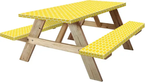 Vista 12 de KENOBEE Funda para Mesa y Banco de Picnic de 5 Pies, Esenciales de Camping Equipo para RV, 60 Pulgadas Impermeable Resistente al Viento Mantel