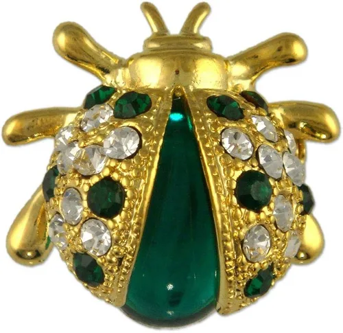Vista 2 de Broche de cristal con diseño de mariquita con cristales de Swarovski.