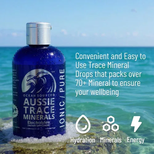 Vista 4 de Aussie Trace Minerals - Gotas completas de electrolitos ricas en magnesio, bajas en sodio para hidratación, energía y recuperación - Suplemento