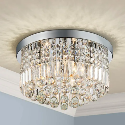 Saint Mossi - Lámpara de techo LED moderna K9 con forma de gota de lluvia de cristal, lámpara colgante para comedor, baño, dormitorio, sala de