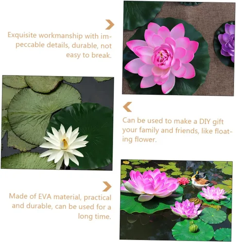 Vista 8 de DOITOOL Almohadillas de lirio artificial para estanque Koi: 3 piezas de espuma flotante artificial hojas de loto de 11 pulgadas, almohadillas
