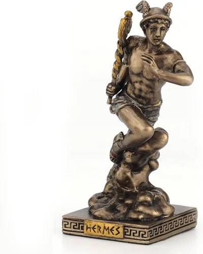 Vista 3 de Veronese Design 3 12 Dios griego Hermes, el mensajero de los dioses, figura en miniatura pintada a mano con acabado de bronce