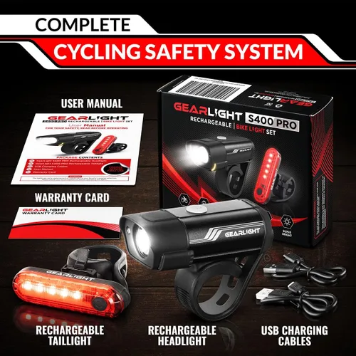 Vista 7 de Bike Lights for Night Riding, USB Rechargeable Front and Back Lights, LED Bicycle Headlight and Tail Light Set, Water Resistant Bike Lights