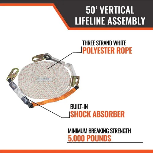 Vista 8 de Malta Dynamics Conjunto de línea de vida vertical de 25 pies – Cordón de protección contra caídas, sistema de detención de caídas con amortiguador