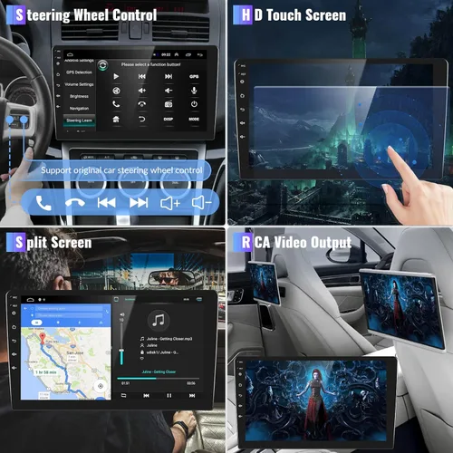Vista 4 de Android 11 Estéreo de coche doble DIN inalámbrico Apple CarPlay Android Auto, 2G 32G 9 pulgadas pantalla táctil navegación GPS Bluetooth