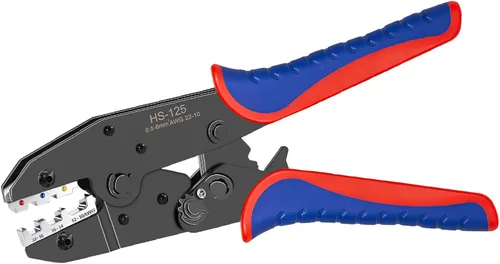 Ratchet Wire Crimping Tool, AWG 22-10 Quick Change Jaw Wire Crimper for Heat Shrink, Insulated Nylon and Electrical Wire Connectors