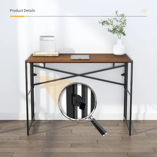 Vista 122 de Escritorio plegable de 47 pulgadas, no requiere montaje, mesa de oficina en casa, escritorio de campamento para computadora de juegos, color beige