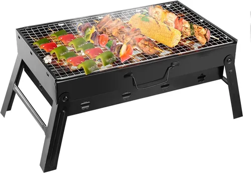 Parrilla plegable portátil de carbón, de acero inoxidable, mesa de barbacoa al aire libre, ligera, para cocinar al aire libre, camping, senderismo,