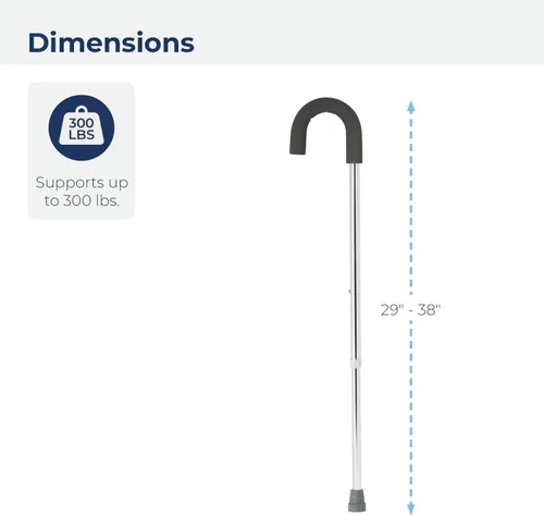 Vista 8 de Drive Medical - Bastón de aluminio con mango redondo y agarre de espuma, color plateado