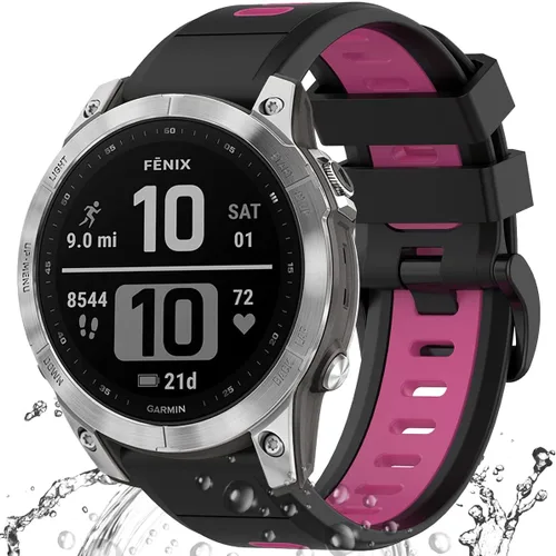 Vista 10 de Miimall Correa de repuesto compatible con Garmin Fenix 7/6/5, 0.86 pulgadas de ancho, de silicona suave, impermeable, para Garmin Fenix 7/7 Solar/7