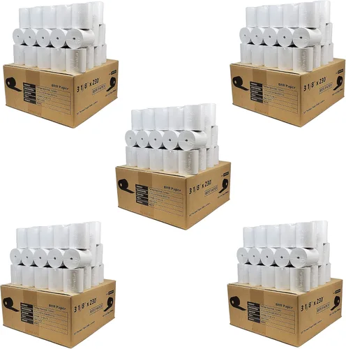 Vista 5 de (55GSM - 10 rollos sin núcleo) Rollos de papel térmico de 3 1/8 x 230 (3.150 in x 229.7 ft) cinta premium para caja registradora, sistema POS