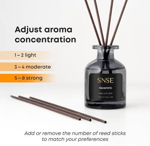 Vista 5 de SNSE Escentric - Juego de difusor de varillas perfumadas, difusor de varillas prémium para el hogar con varillas difusoras, aroma de regalo lujoso
