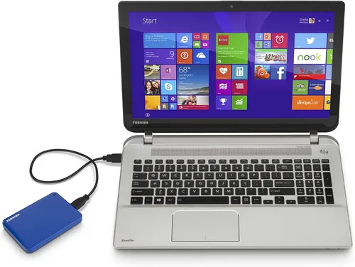 Vista 9 de Toshiba Canvio Connect II - Disco duro portátil de 1 TB, color azul (HDTC810XL3A1)