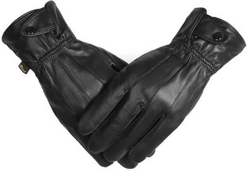 Vista 2 de REED Guantes de conducción con forro cálido de cuero genuino para hombre, compatibles con pantalla táctil
