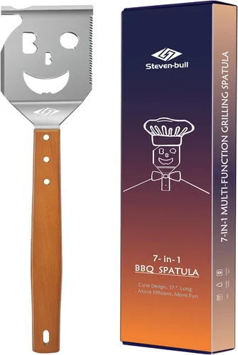 Espátula para parrilla al aire libre STEVEN-BULL S, espátula para barbacoa de 7 en 1 para parrilla, herramienta de barbacoa de 17 pulgadas de largo