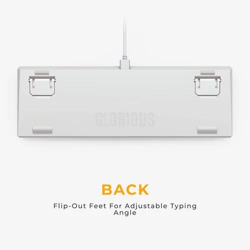 Vista 7 de Glorious Gaming - Teclado 65% - Diseño personalizado blanco - Perfil compacto y bajo - Intercambio en caliente con interruptores de estilo Cherry Mx